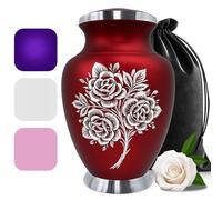 Solace Forever Red Rose Cremation Urn - Decorative Urns, Funeral Urns for Human Ashes Adult Female & Male - Adult Urns for Human Ashes Large With Velvet Bag - Honor Your Loved One with Ashes Urn Red