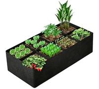 SolaceShine Fabric Raised Beds for Garden Vegetables 128Gallon 8-Grid, Heavy Duty Non-Woven Plant Growing Bags for Flowers Herbs, Rectangle Planting Container for Outdoor Indoor (Black, 1pc)