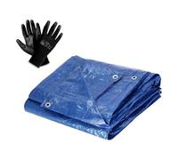SolaDirect 1.5 X 2 M Tarpaulin Cover - Blue 50Gsm - Waterproof, Weatherproof, Frost-Resistant, Uv Protection + Work Gloves