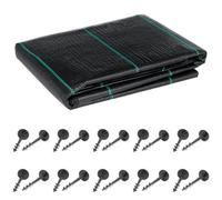 SolaDirect 1 X 10 M / 3.2 X 32.8 Ft Weed Control Membrane, Weed Control Woven Fabric, Ground Cover Sheet, 100 Gsm, Uv Stabilised + 20 Pegs