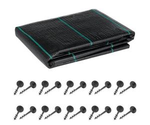 SolaDirect 1 X 10 M / 3.2 X 32.8 Ft Weed Control Membrane, Weed Control Woven Fabric, Ground Cover Sheet, 100 Gsm, Uv Stabilised + 20 Pegs