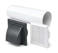 SolaDirect 100mm Through-Wall Ventilation Kit With 500mm Duct And Backdraft Damper For Bathrooms, Kitchens, Toilets And Utility Rooms