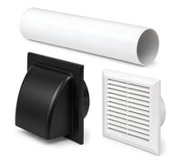 SolaDirect 100mm Through-Wall Ventilation Kit With 500mm Duct And Backdraft Damper For Bathrooms, Kitchens, Toilets And Utility Rooms