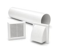 SolaDirect 100mm Through-Wall Ventilation Kit With 500mm Duct And Vent Covers, White For Bathrooms, Kitchens, Toilets And Utility Rooms