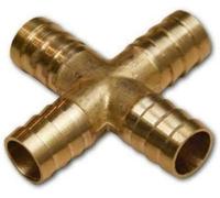 SolaDirect 12.5 mm Brass Cross 4 Way Hose Joiner Barbed Splitter Connector Air Fuel Water Pipe