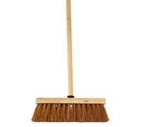 SolaDirect 12-Inch Natural Soft Coco Sweeping Broom With Wooden Handle - Eco-Friendly Soft Bristle Sweeping Brush