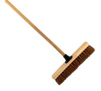 SolaDirect 16-Inch Wide Coco Broom With Wooden Handle - Soft Bristle Indoor Sweeping Broom For Home, Kitchen, Hardwood Floors