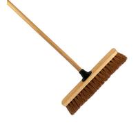 SolaDirect 18-Inch Wide Coco Broom With Wooden Handle - Soft Bristle Indoor Sweeping Broom For Home, Kitchen, Hardwood Floors