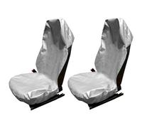 SolaDirect 2 Pcs Universal Waterproof Oil-Proof Garage Car Seat Cover - Heavy Duty Protection For Mechanics, Construction Workers (Silver)