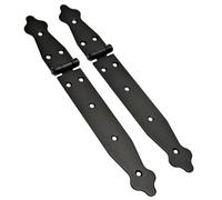SolaDirect 2 Pcs X 100+200 mm Backflap Hinge Black, Steel Back Flap Hinges, Weather Resistant, Rust Proof Powder Coating, Strap Hinges