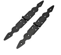 SolaDirect 2 Pcs X 150+150 mm Backflap Hinge Black, Retro Steel Back Flap Hinges, Weather Resistant, Rust Proof Powder Coating, Strap Hinges