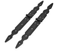 SolaDirect 2 Pcs X 150+200 mm Backflap Hinge Black, Retro Steel Back Flap Hinges, Weather Resistant, Rust Proof Powder Coating, Strap Hinges