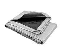 SolaDirect 2 X 2 M Heavy-Duty Tarpaulin Cover - Silver/black 260Gsm - Waterproof, Frost-Resistant, Uv Protection, Multipurpose, Groundsheet