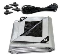 SolaDirect 2 X 2 M Tarpaulin Cover Heavy-Duty 260Gsm Extra Thick, Waterproof, Frost-Resistant + 4 Tarp Clips + 10M / 30Ft Bungee Cord