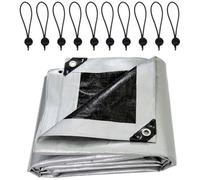 SolaDirect 2 X 2 M Tarpaulin Cover Premium Heavy-Duty 260 Gsm Extra Thick, Waterproof, Frost-Resistant, Uv Protection, With 10 Bungee Balls