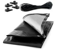 SolaDirect 2 X 2 M Tarpaulin Waterproof Heavy Duty Cover Ground Sheet Camping With 4 Tarp Clips + 10M / 30Ft Bungee Cord (Black - 235Gsm)