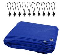 SolaDirect 2 X 3 M Tarpaulin Waterproof Cover Camping Ground Sheet Caravan Furniture Multipurpose 10 Bungee Balls Blue 55 Gsm