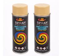SolaDirect 2 x 400 mL Beige (RAL 1001) Universal Gloss Enamel Spray Paint - Fast Drying High Shine Finish with Strong Coverage - for Metal, Wood, Plaster and Selected Plastics, Indoor and Outdoor Use