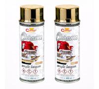 SolaDirect 2 x 400 mL Gold Super Chrome Metallic Acrylic Spray Paint - High Gloss Decorative Finish for Art, DIY, Craft and Display Items - Even Coverage and Smooth Structure