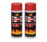 SolaDirect 2 x 400 mL Red Heat-Resistant Enamel Spray Paint Silicone-Based Up to 800°C - High Temperature Metal Coating for Grills, BBQs, Fireplaces, Stoves, Flues, Boilers, Radiators, Exhaust Parts