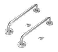 SolaDirect 2 X Bathroom Grab Bar For Elderly, Disabled, Seniors - 200mm Silver Safety Handrail & Fixings - Powder Coated Steel Support Handle