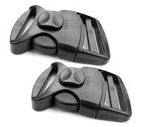 SolaDirect 2 x Side Release Buckles, Heavy-Duty with a Lock Slider, Black Plastic Buckles for 50 mm / 2 in Webbing Strap, Luggage Strap, Backpack Repair