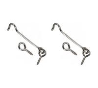 SolaDirect 2 X Steel Cabin Hook And Hook And Eye Latch, 20Cm / 8" Long, Shed Door Latch Heavy Duty, Gate Latch For Wooden Gates, Window Brace