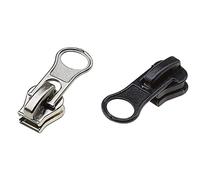 SolaDirect 2 x Zipper Sliders Pullers Replacements Metal Pull Tabs Zip Fixer Parts for Repair Jeans, Coats, Jackets, Zippers (1 x Silver & 1 x Black for No 5 Zippers)