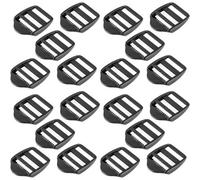 SolaDirect 20 X Ladderlock Rucksack Sliders Buckles For 40 mm / 1.57" Webbing Strap, Black, Plastic