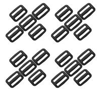 SolaDirect 3 Bar Tri Glide Sliders Buckles Fasteners for 25 mm / 1 in Webbing Strap, Backpack, Bag, Accessories, Black Delrin Plastic (Pack of 20)