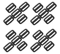 SolaDirect 3 Bar Tri Glide Sliders Buckles Fasteners For 25 mm / 1 In Webbing Strap, Backpack, Bag - Black, Plastic (Pack Of 20)