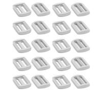 SolaDirect 3 Bar Tri Glide Sliders Buckles Fasteners For 25 mm / 1 In Webbing Strap, Backpack, Bag - White, Plastic (Pack Of 20)