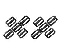 SolaDirect 3 Bar Tri Glide Sliders Buckles Fasteners for 30 mm / 1.18 in Webbing Strap, Backpack, Bag, Accessories, Black Delrin Plastic (Pack of 10)