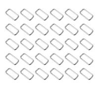 SolaDirect 30 Pcs Buckles Set for 25 mm / 1" Webbing Strap, 30 x Rectangular Loops, Metal, Silver, Bag Making, Accessories, Straps, DIY, Crafts
