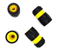 SolaDirect 4 Pack Hose End Quick Connect Fitting 1/2" Garden Hose Pipe Quick Connector (Yellow / Black)