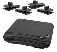 SolaDirect 4 X 4 M Grey Tarpaulin Waterproof Heavy Duty Cover Ground Sheet Camping Multipurpose Furniture Caravan With 4 Tarp Clips