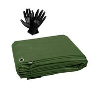 SolaDirect 4 X 5 M Tarpaulin Cover - Green 90Gsm - Waterproof, Weatherproof, Frost-Resistant, Uv Protection + Work Gloves
