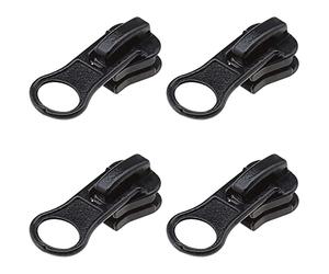 SolaDirect 4 x Zipper Sliders Pullers Replacements Metal Pull Tabs Zip Fixer Parts for Repair Jeans, Coats, Jackets, Zippers (Black for No 5 Zippers)