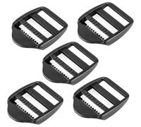 SolaDirect 5 X Ladderlock Rucksack Sliders Buckles For 40 mm / 1.57" Webbing Strap, Black, Plastic