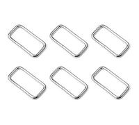 SolaDirect 6 Pcs Buckles Set For 25 mm / 1" Webbing Strap, 6 X Rectangular Loops, Metal, Silver, Bag Making, Accessories, Straps, Diy, Crafts