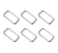 SolaDirect 6 Pcs Buckles Set for 40 mm / 1.57" Webbing Strap, 6 x Rectangular Loops, Metal, Silver, Bag Making, Accessories, Straps, DIY, Crafts