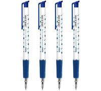 SolaDirect Ballpoint Pens, Retractable Smudge Free Pens, Extra Fine Point 0.5 mm, Ideal For School, Office, Everyday Use (Blue, 4 Pens)