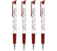 SolaDirect Ballpoint Pens, Retractable Smudge Free Pens, Extra Fine Point 0.5 mm, Ideal For School, Office, Everyday Use (Red, 4 Pens)
