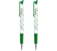 SolaDirect Ballpoint Pens, Retractable Smudge Free Pens, Extra Fine Point 0.5 mm, Ideal For School, Office, Everyday Use (Green, 2 Pens)