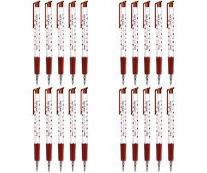 SolaDirect Ballpoint Pens, Retractable Smudge Free Pens, Extra Fine Point 0.5 mm, Ideal For School, Office, Everyday Use (Red, 20 Pens)