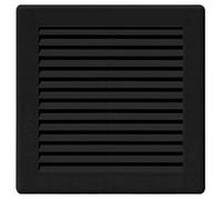 SolaDirect Black Louvred Wall Vent Grille With Flyscreen And Screw Covers, 200 X 200 mm, Air Ventilation Duct Cover With Flat Back