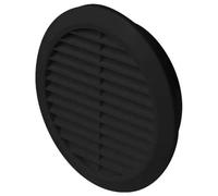 SolaDirect Black Louvred Wall Vent Grille With Flyscreen For 125 mm / 5" Round Wall Outlet - Air Ventilation Duct Cover With Flange