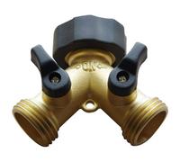 SolaDirect Brass Garden Hose Splitter 2-Way Y Hose Connector Adaptor With Valves