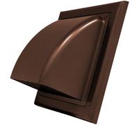 SolaDirect Brown Gravity Flap For 125 mm / 5" Round Wall Outlet - Ventilation Duct Cover With Non-Return Shutters And Rear Spigot