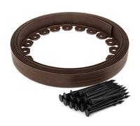 SolaDirect Brown Lawn Edging Border 10M 33Ft X 38mm - Flexible Plastic Garden Edge Strip & 20 Securing Pegs, Easy Cut-To-Shape Landscape Trim